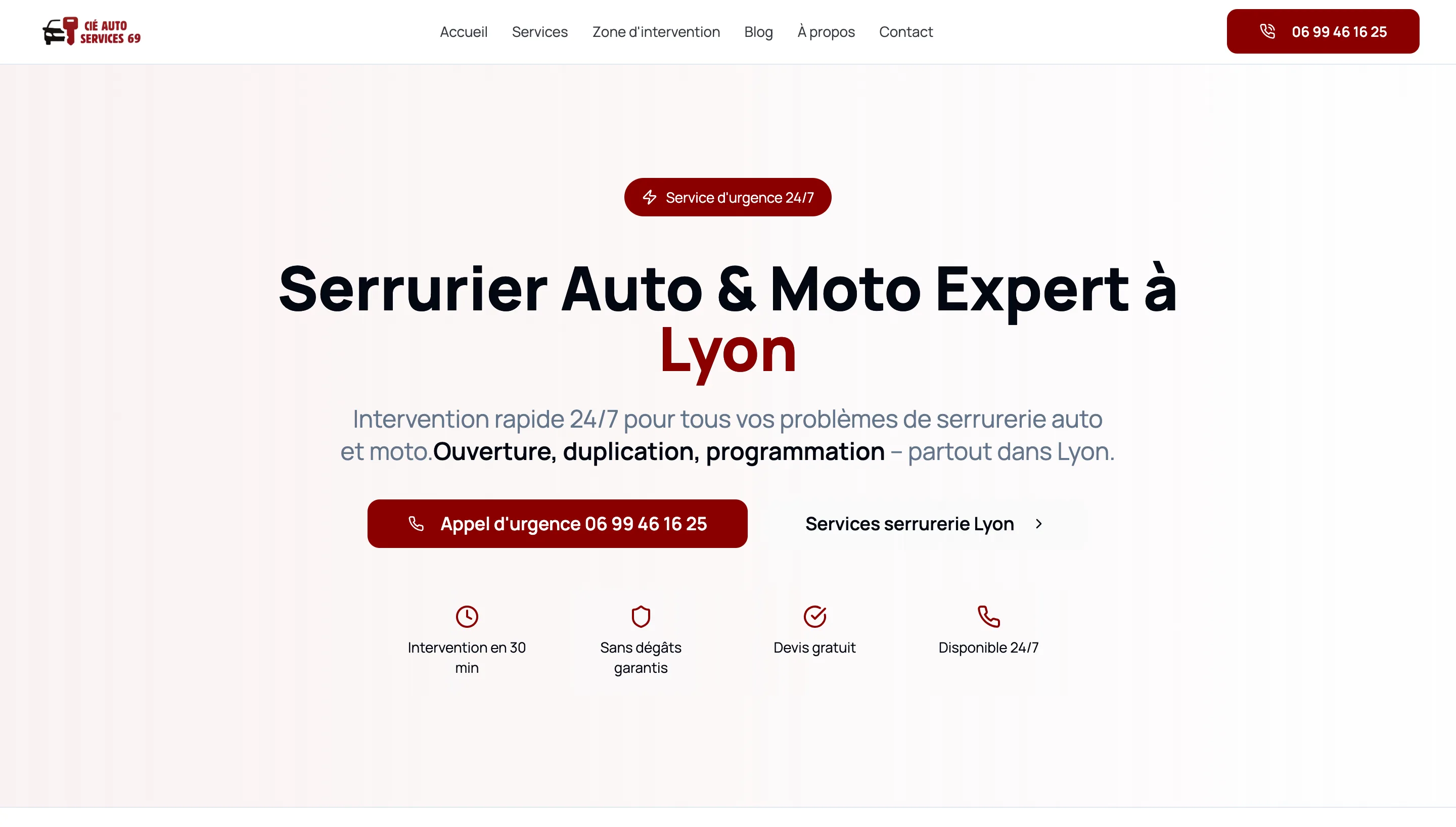 Clé Auto Service 69 - Site Vitrine