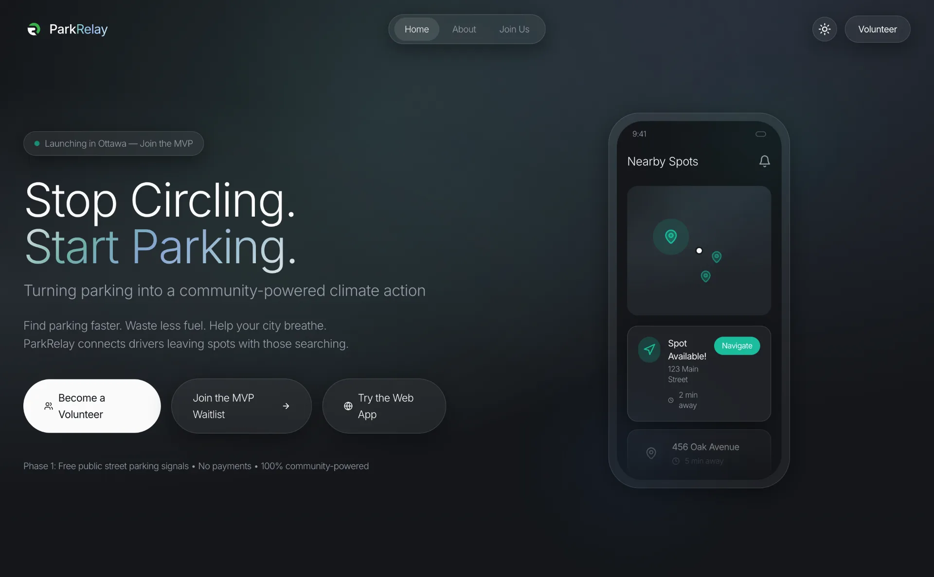 ParkRelay — Smart mobility · Application web